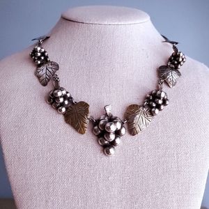 Dionysus Necklace Taxco Sterling Silver Grapes 17"